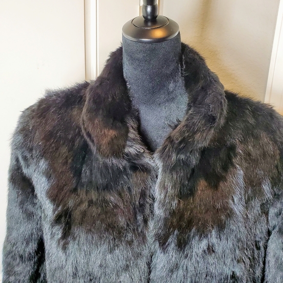 Somerset Furs Los Angeles Solid Black 100% Pure Rabbit Fur Coat Size Medium NWOT - Picture 14 of 16